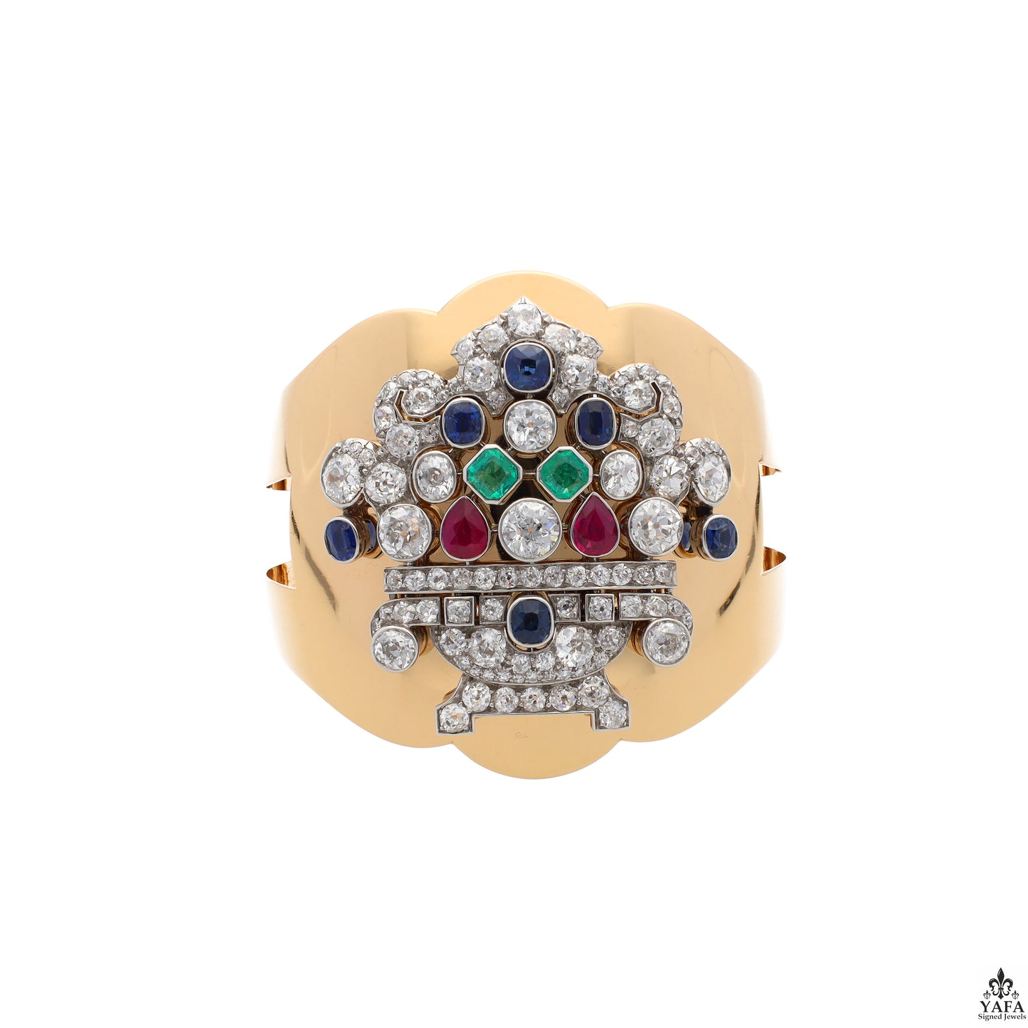 Bulgari Rome Vintage Art Deco Giardinetto Pin Gold Bangle
