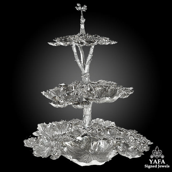 BUCCELLATI Silver Grape Vine Tiered Centerpiece