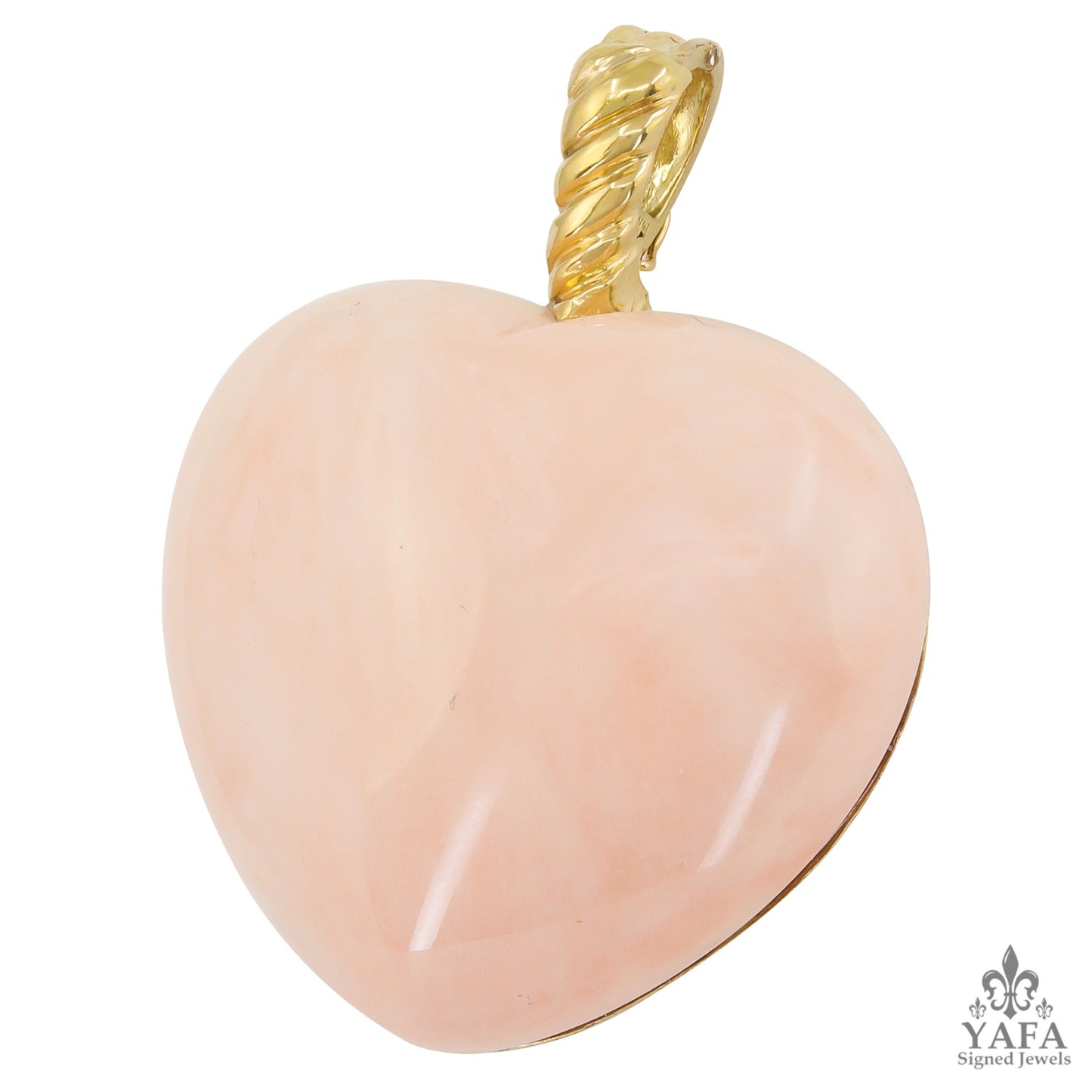 Angel Skin Coral Reversible Heart Pendant