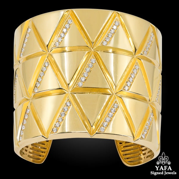 MARINA B Triangoli Diamond Thick Gauge Cuff Bracelet