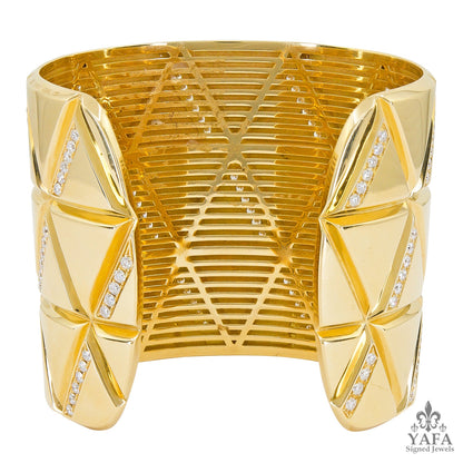 MARINA B Triangoli Diamond Thick Gauge Cuff Bracelet