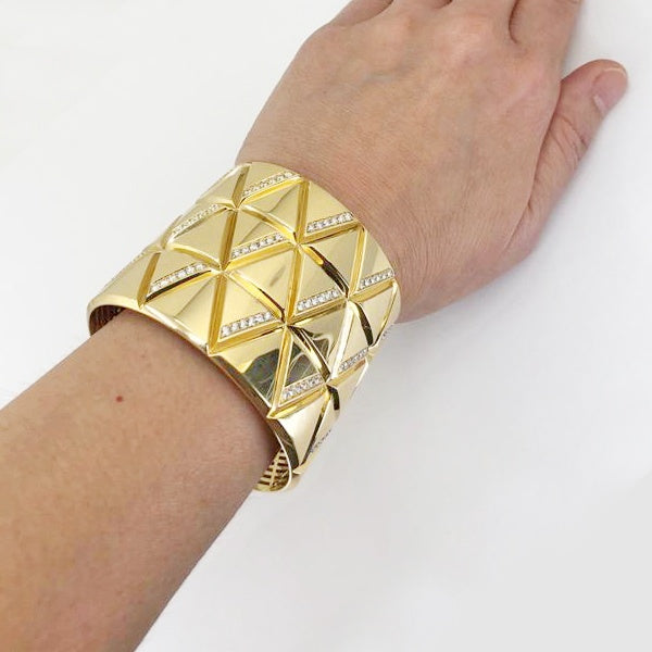 MARINA B Triangoli Diamond Thick Gauge Cuff Bracelet