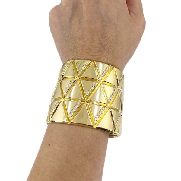 MARINA B Triangoli Diamond Thick Gauge Cuff Bracelet