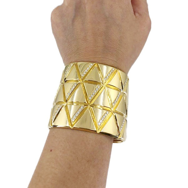 MARINA B Triangoli Diamond Thick Gauge Cuff Bracelet