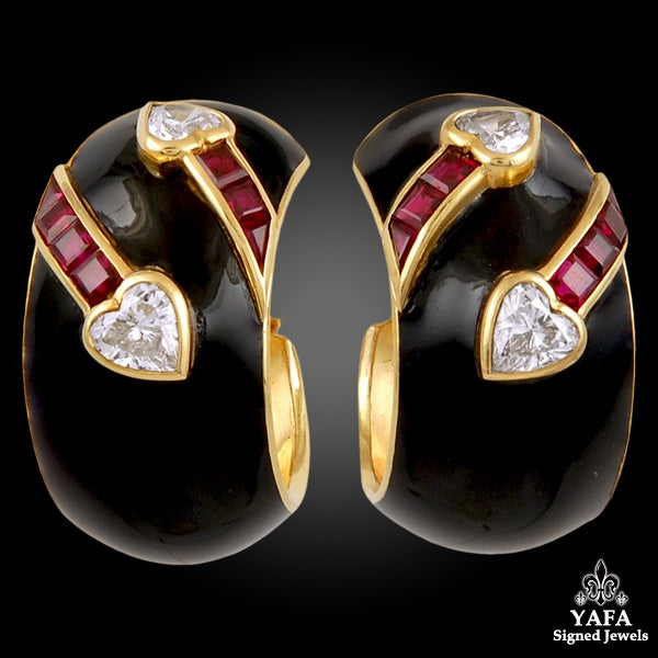 CHAUMET Diamond Ruby Bombe Hoop Earrings