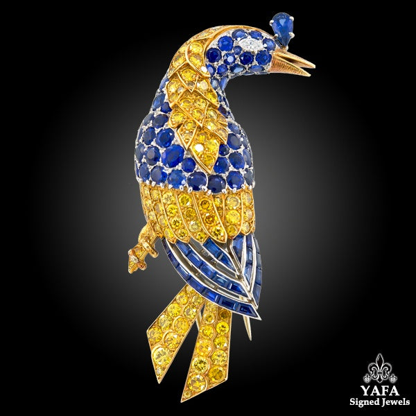 CARTIER Diamond Sapphire Bird Brooch