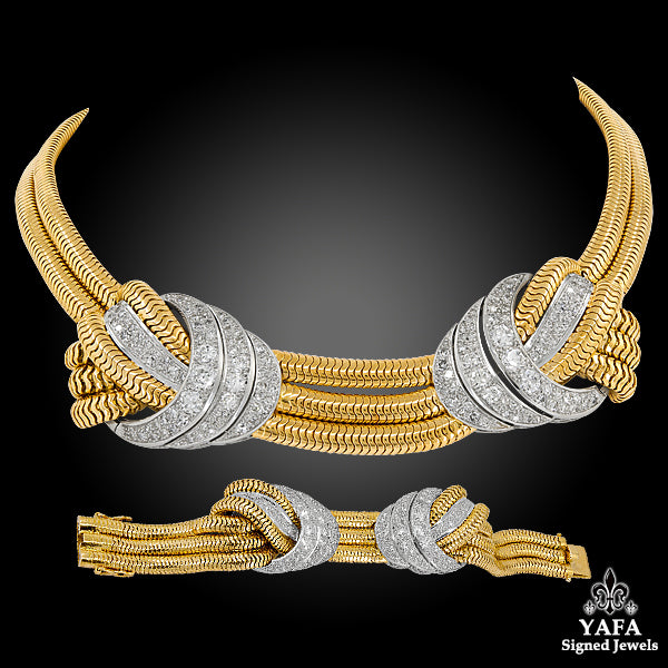 Retro Diamond Serpentine Chain Necklace Bracelet Suite