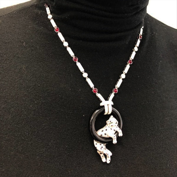 CARTIER Panthere Vintage Diamond Ruby Sautoir Necklace