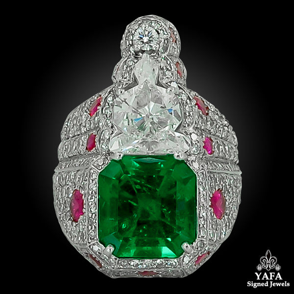 HAUME Diamond, Ruby & Emerald Ring