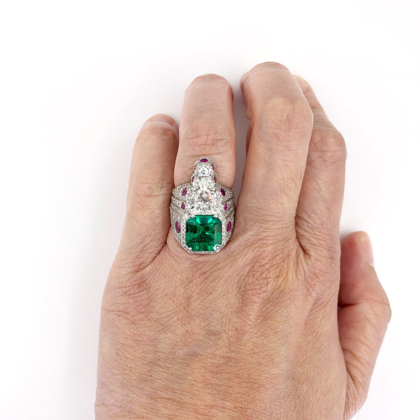 HAUME Diamond, Ruby & Emerald Ring