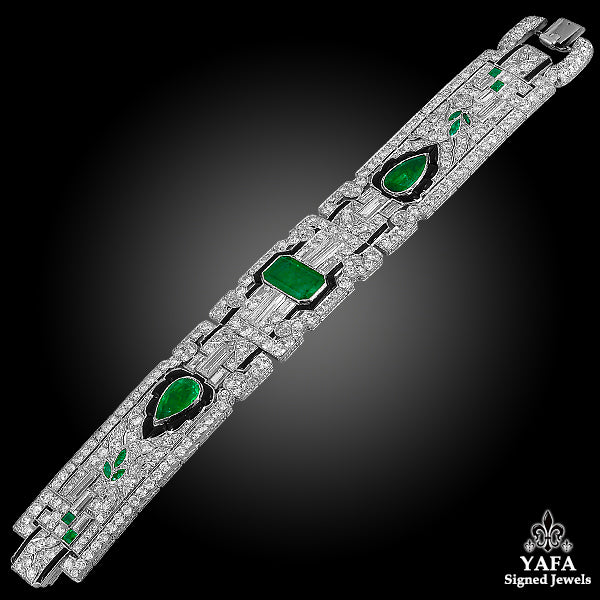 E.M GATTLE & Co. Emerald, Diamond & Onyx Bracelet