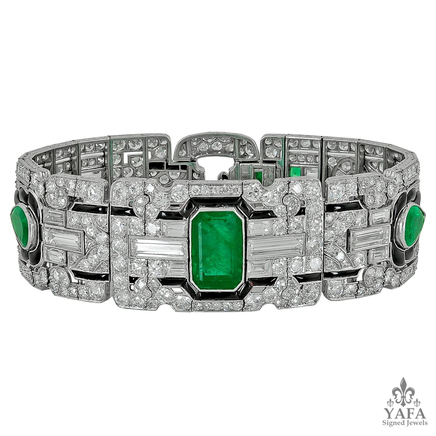 E.M GATTLE & Co. Emerald, Diamond & Onyx Bracelet