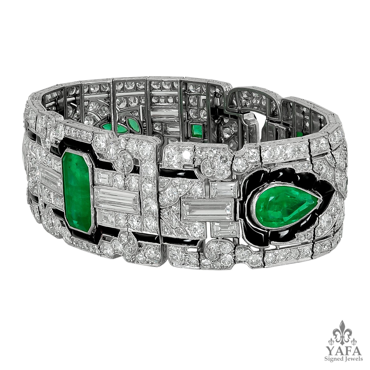 E.M GATTLE & Co. Emerald, Diamond & Onyx Bracelet