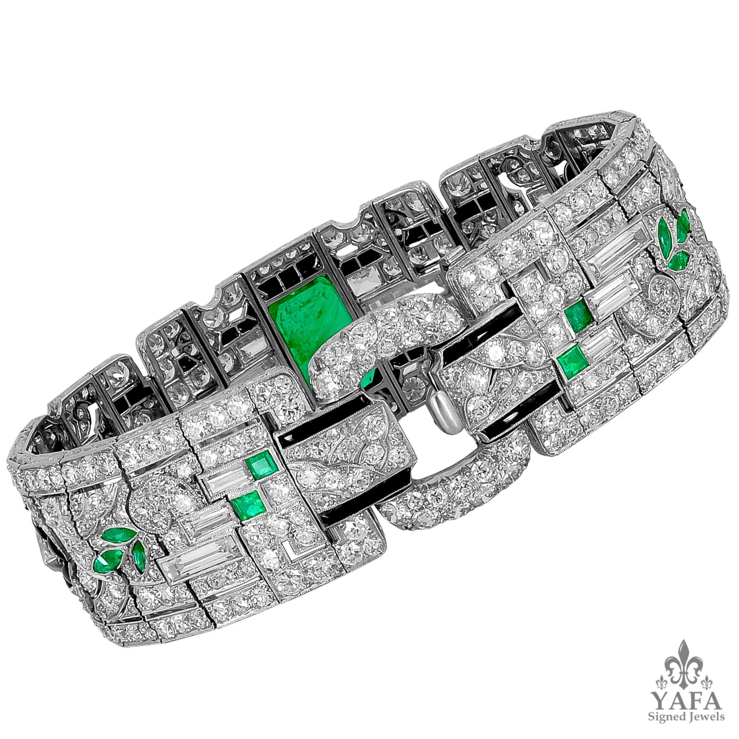 E.M GATTLE & Co. Emerald, Diamond & Onyx Bracelet