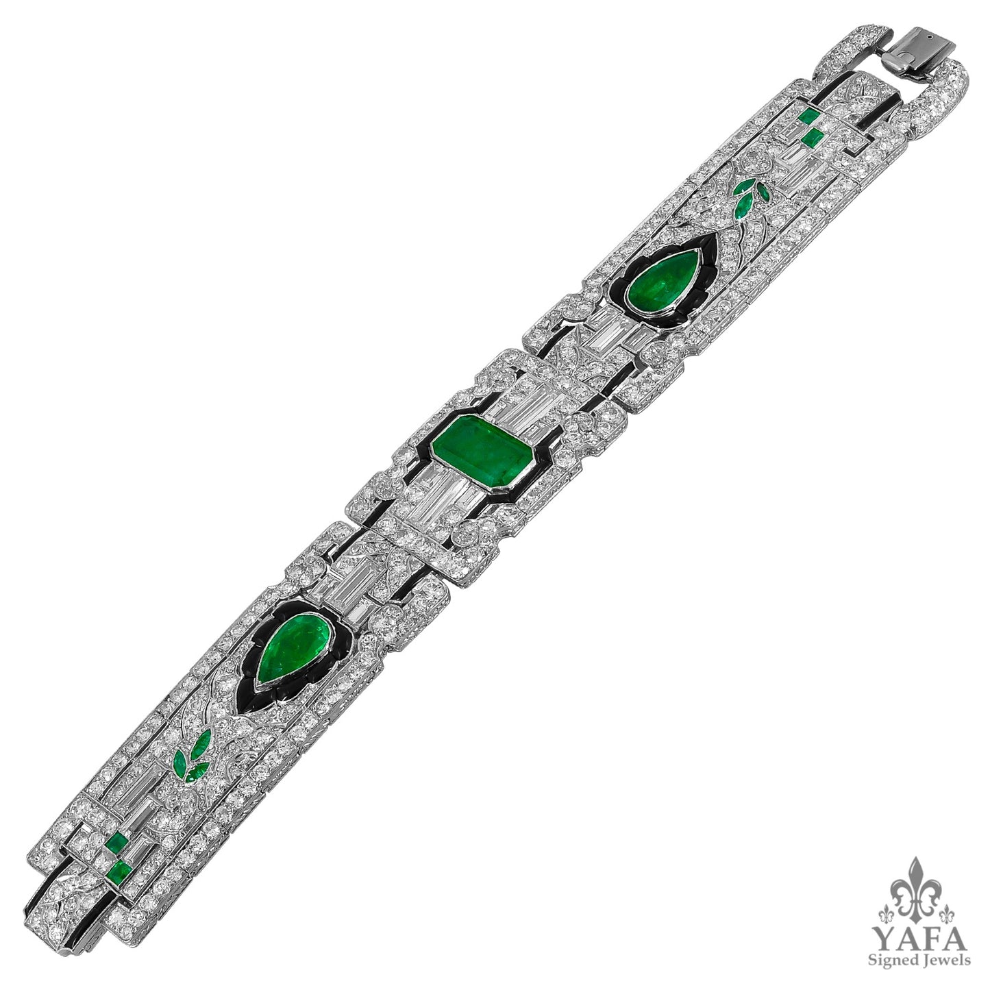 E.M GATTLE & Co. Emerald, Diamond & Onyx Bracelet