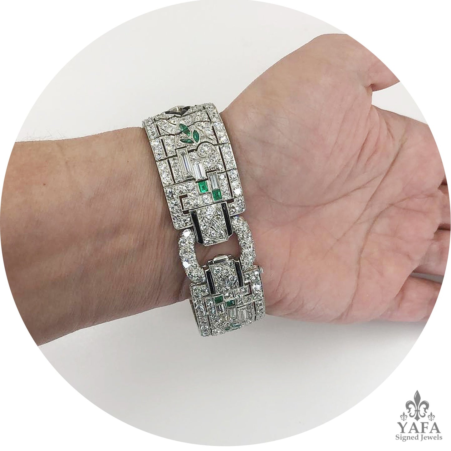 E.M GATTLE & Co. Emerald, Diamond & Onyx Bracelet