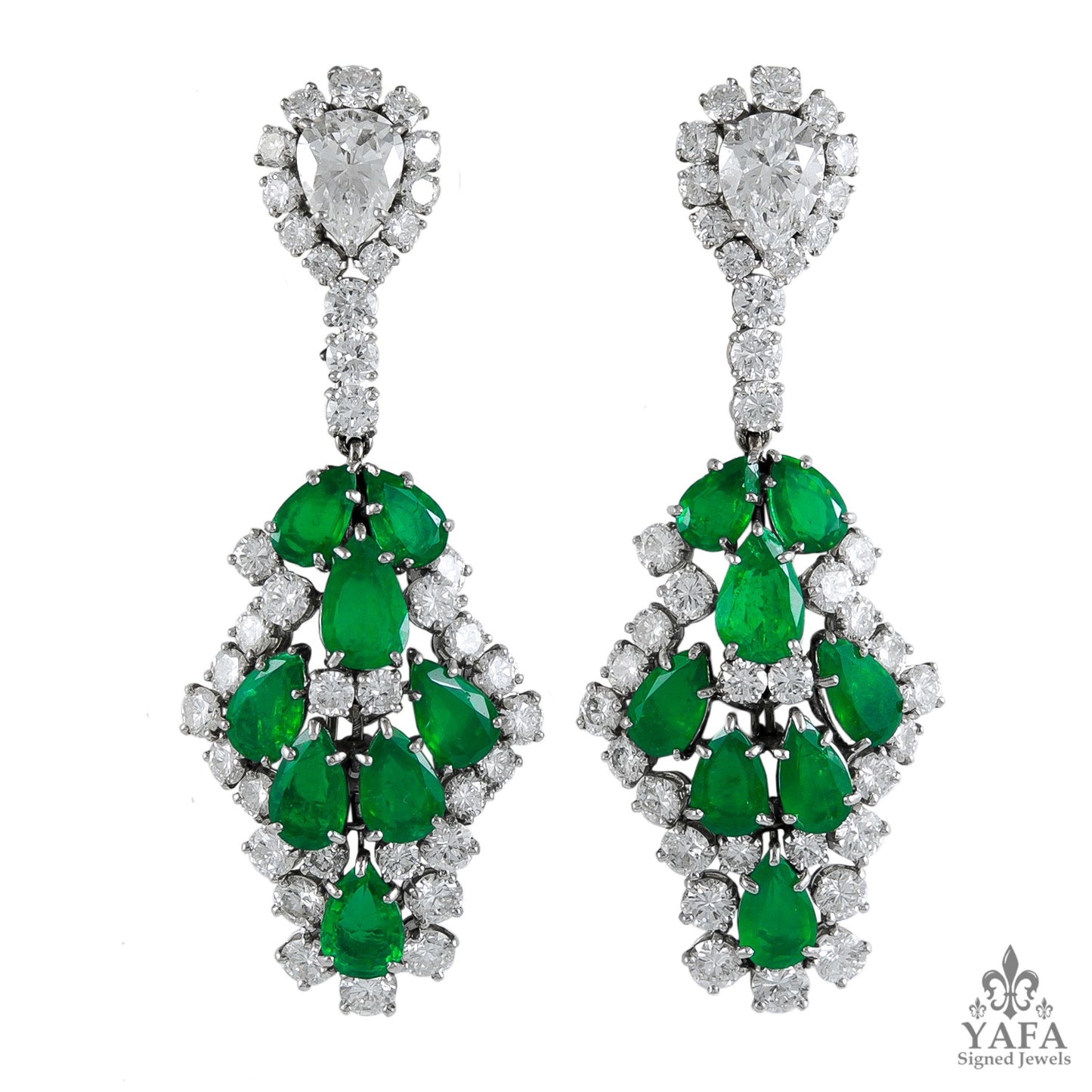 HARRY WINSTON Emerald Diamond Chandelier Earrings