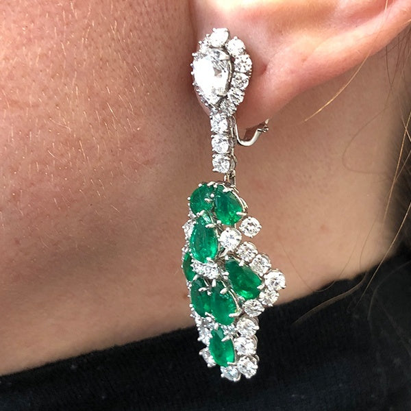 HARRY WINSTON Emerald Diamond Chandelier Earrings