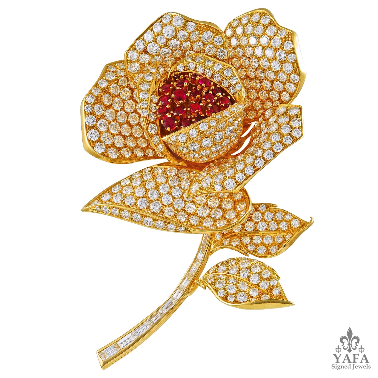 18k Yellow Gold Four Interchangeable Pistil Flower Brooch