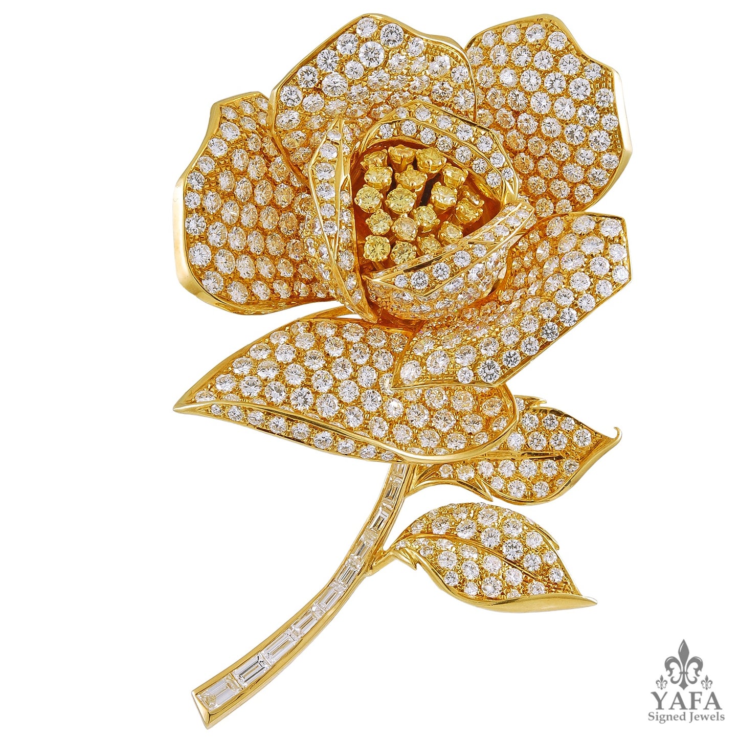 18k Yellow Gold Four Interchangeable Pistil Flower Brooch