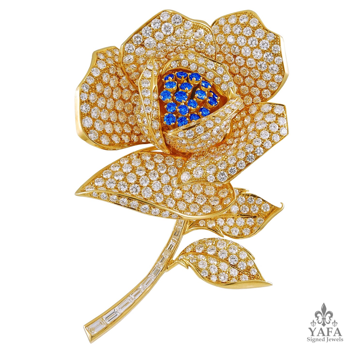 18k Yellow Gold Four Interchangeable Pistil Flower Brooch