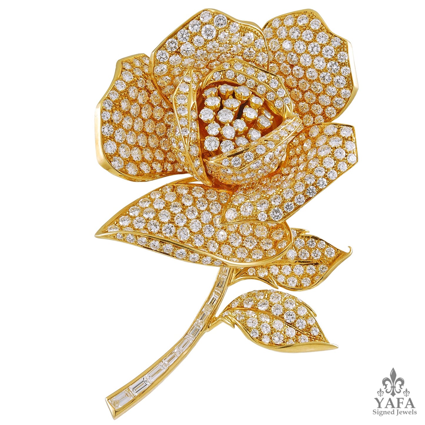 18k Yellow Gold Four Interchangeable Pistil Flower Brooch