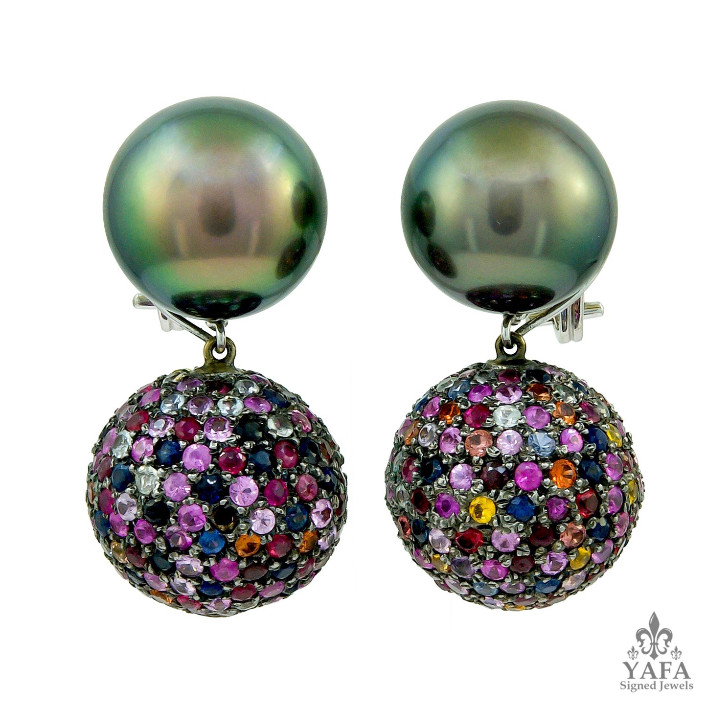 HAUME Pearl Sapphire Necklace Earrings Suite