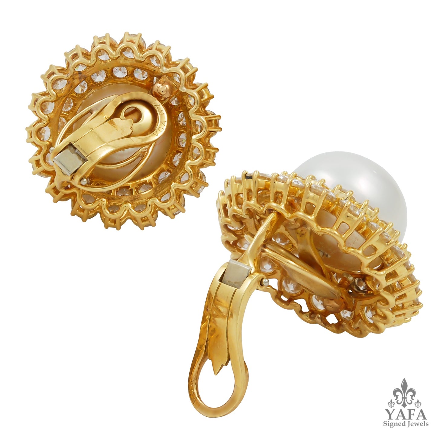 VAN CLEEF & ARPELS Cultured Pearl, Diamond Earrings