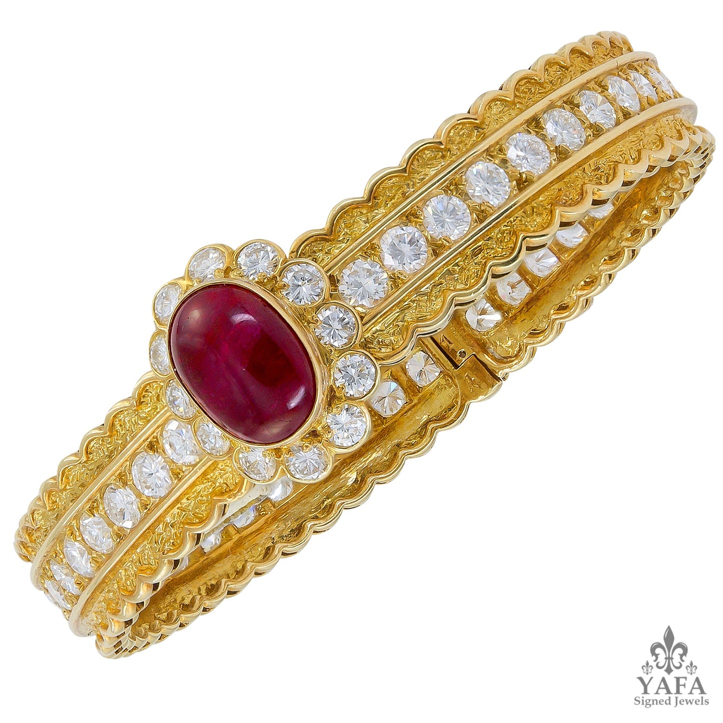 VAN CLEEF & ARPELS Diamond, Cabochon Ruby Bracelet