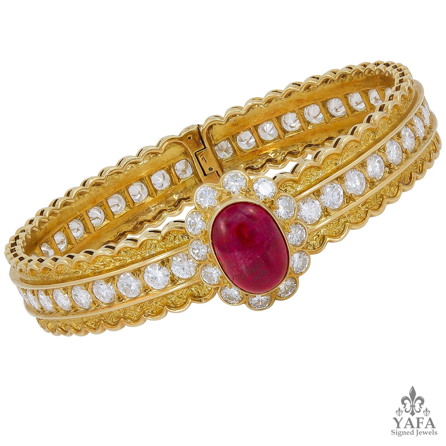 VAN CLEEF & ARPELS Diamond, Cabochon Ruby Bracelet