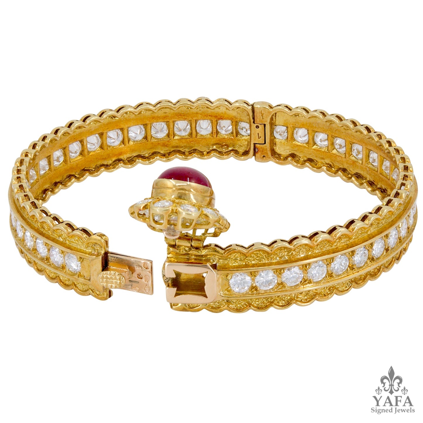 VAN CLEEF & ARPELS Diamond, Cabochon Ruby Bracelet