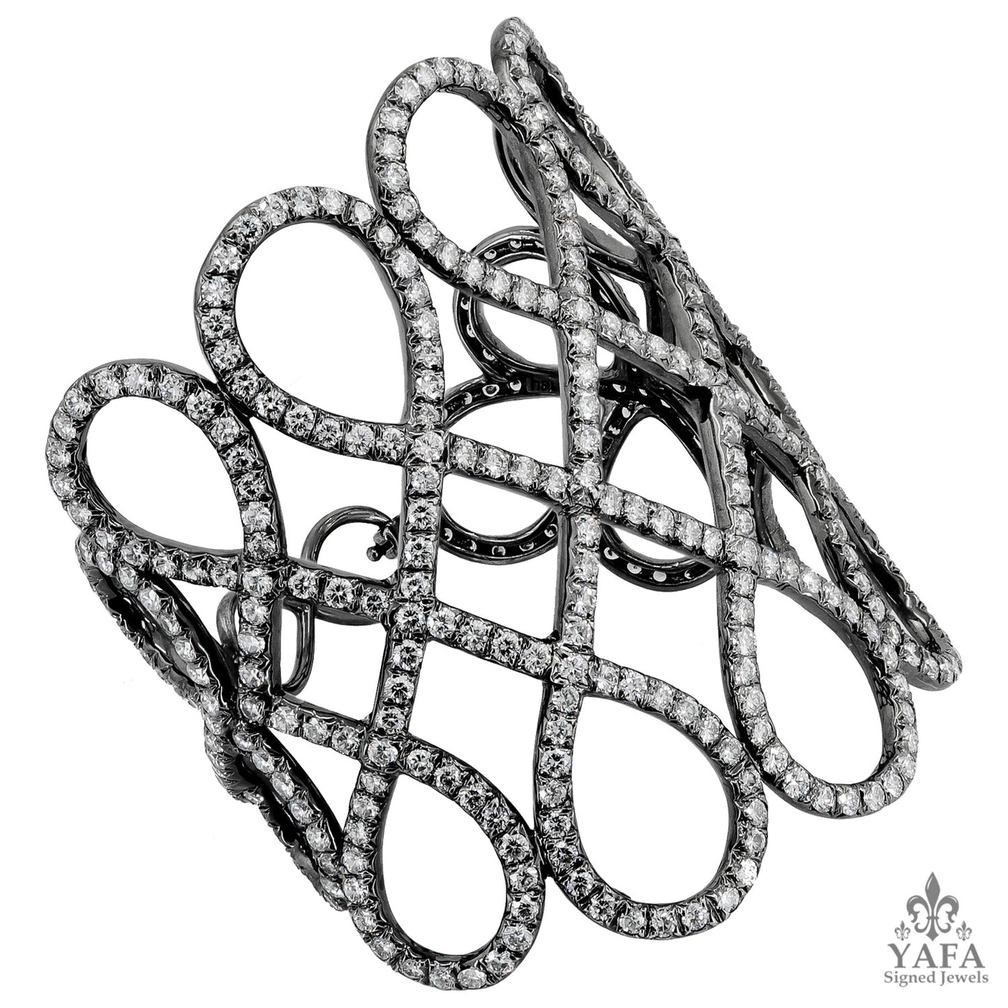 Diamond Wide Swirl Motif Gold Bracelet