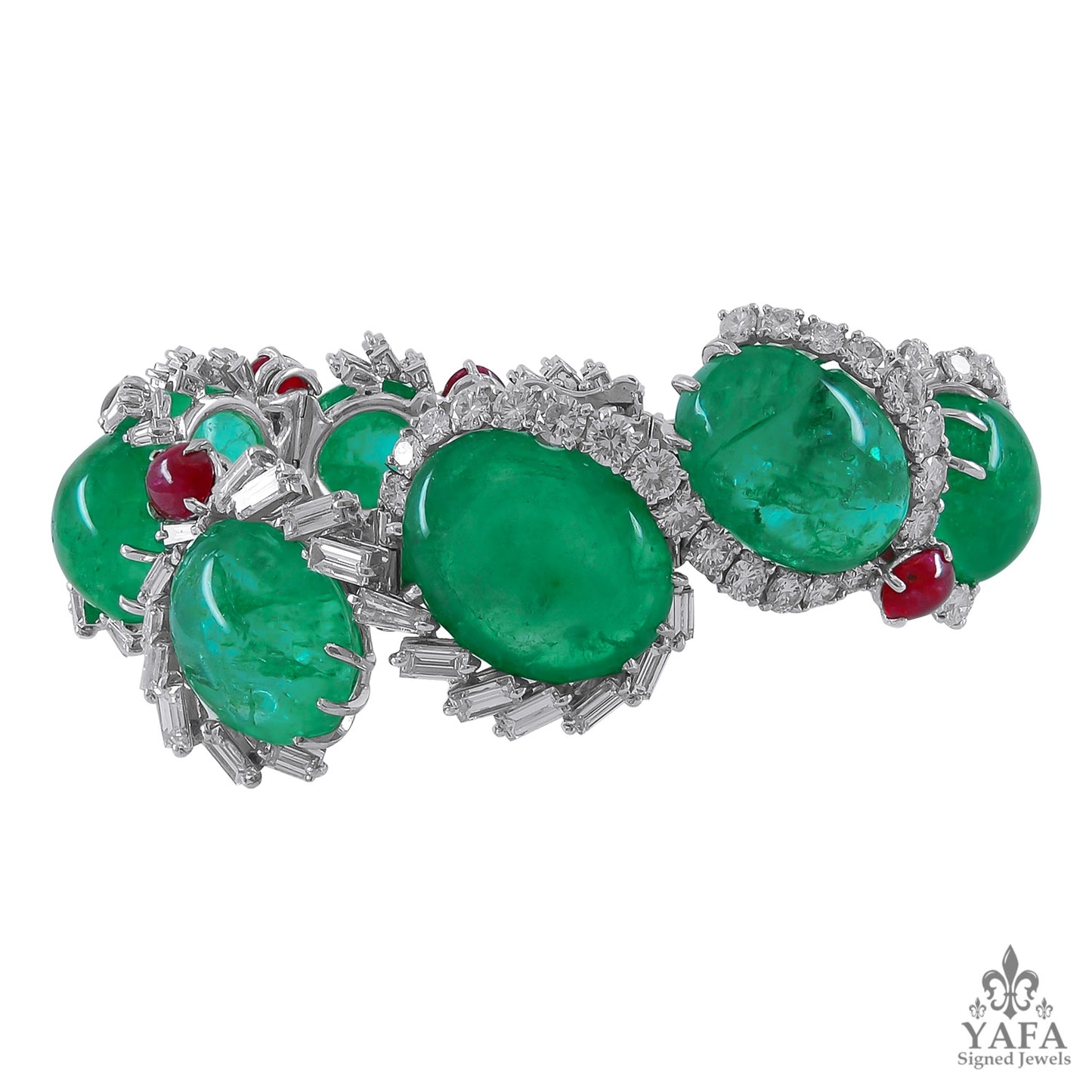 CARTIER Diamond, Cabochon Ruby, Emerald Necklace Suite