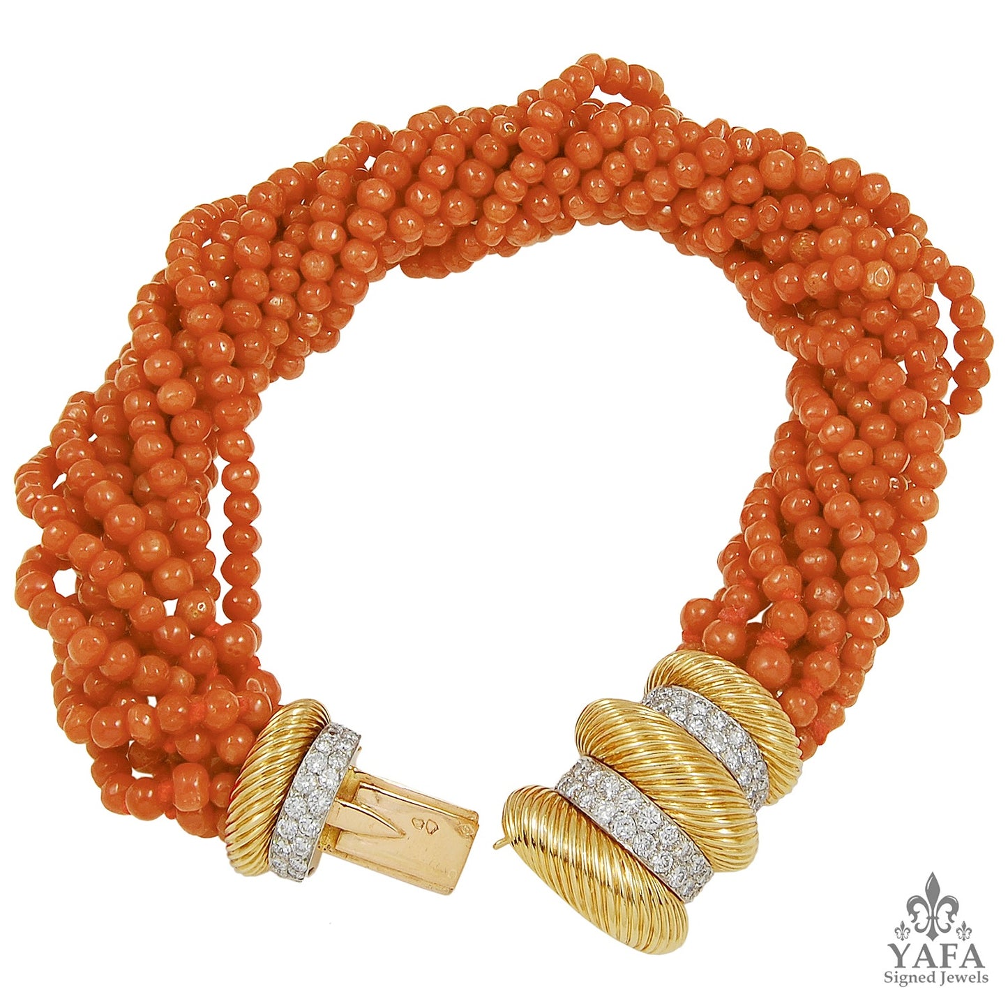 CARTIER Coral Bead Diamond Torsade Bracelet