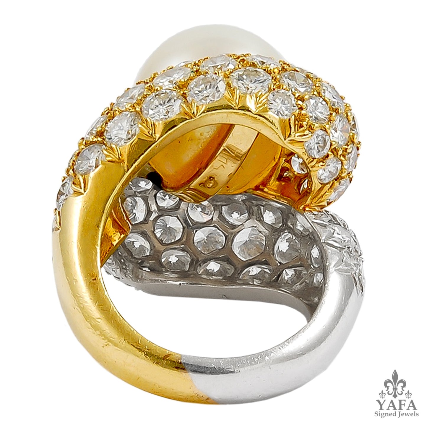 Platinum Diamond South Sea Pearl Dome Ring