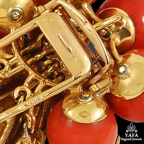 CARTIER Diamond Coral Movable Brooch