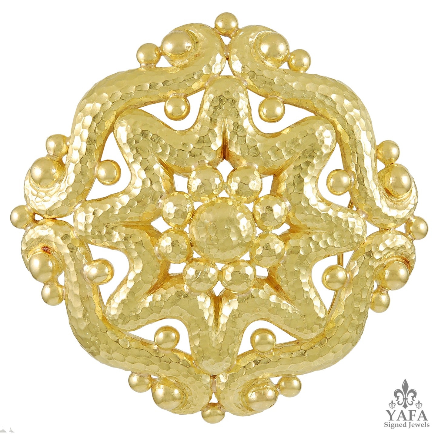 DAVID WEBB Hammered Gold Brooch Pendant