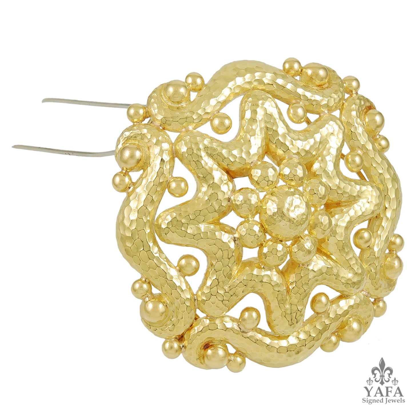 DAVID WEBB Hammered Gold Brooch Pendant
