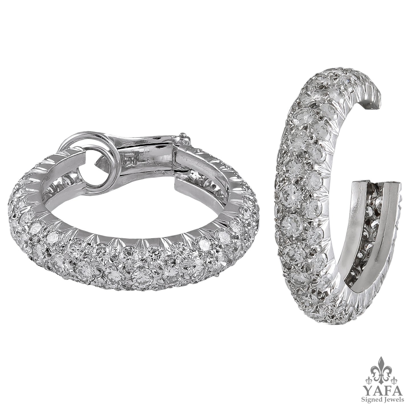 VAN CLEEF & ARPELS Diamond Pave Hoop Earrings