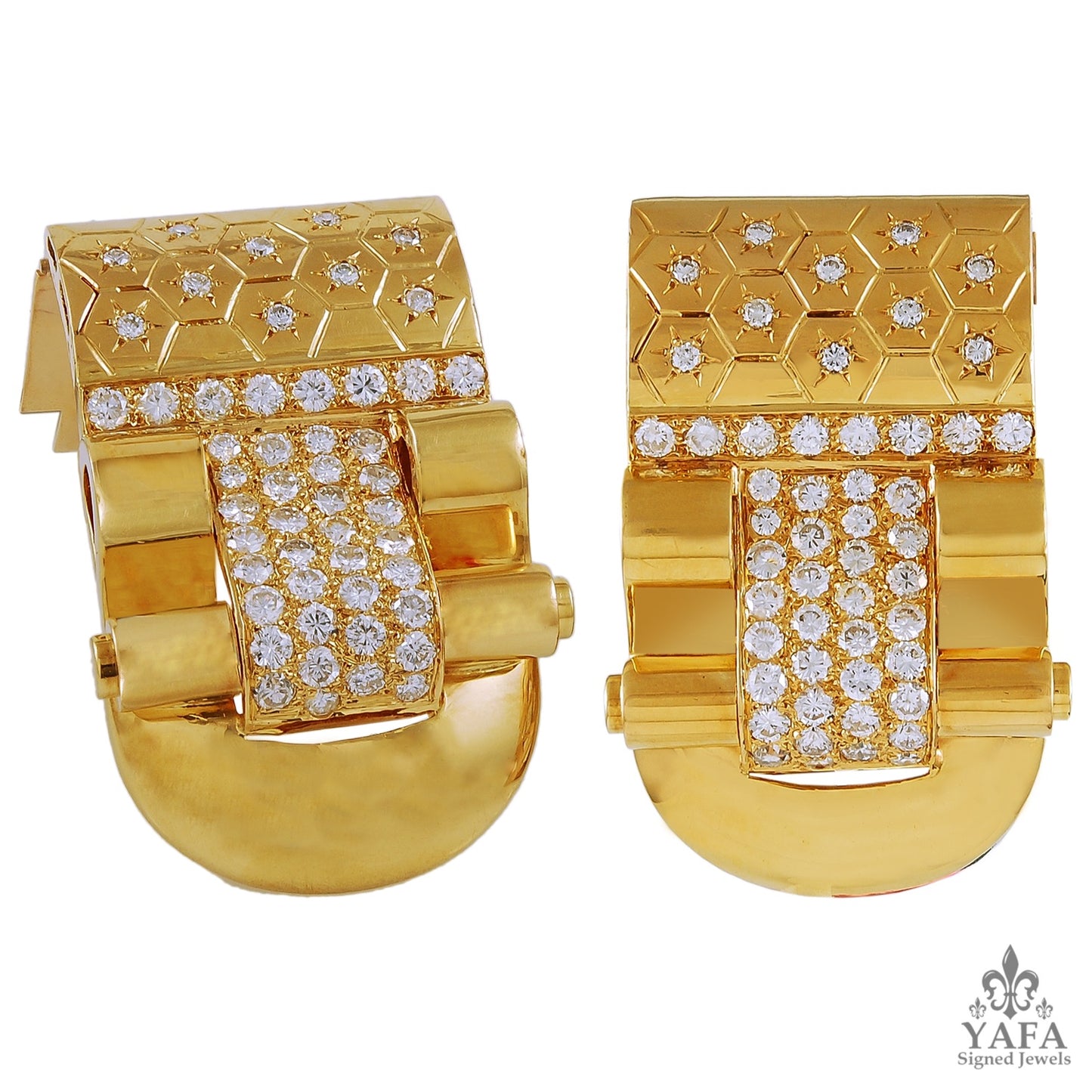 VAN CLEEF & ARPELS Diamond Ludo Gold Clips