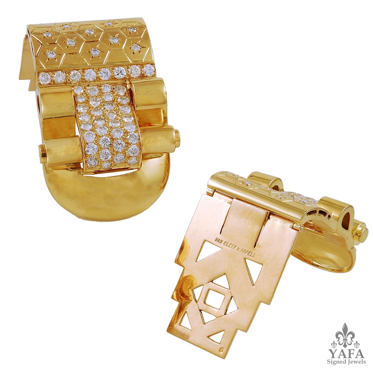 VAN CLEEF & ARPELS Diamond Ludo Gold Clips
