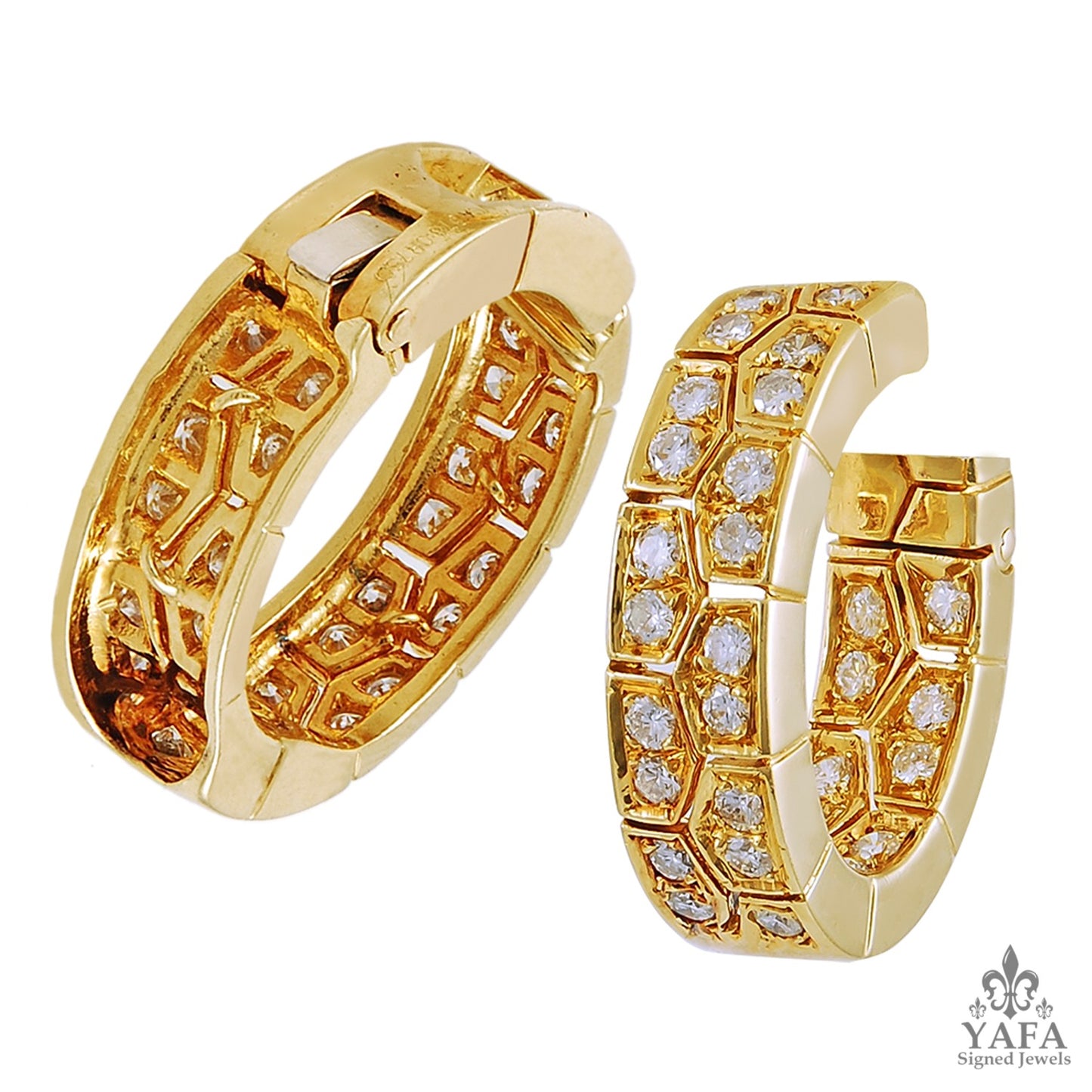 1970's VAN CLEEF & ARPELS Diamond Hoop Earrings