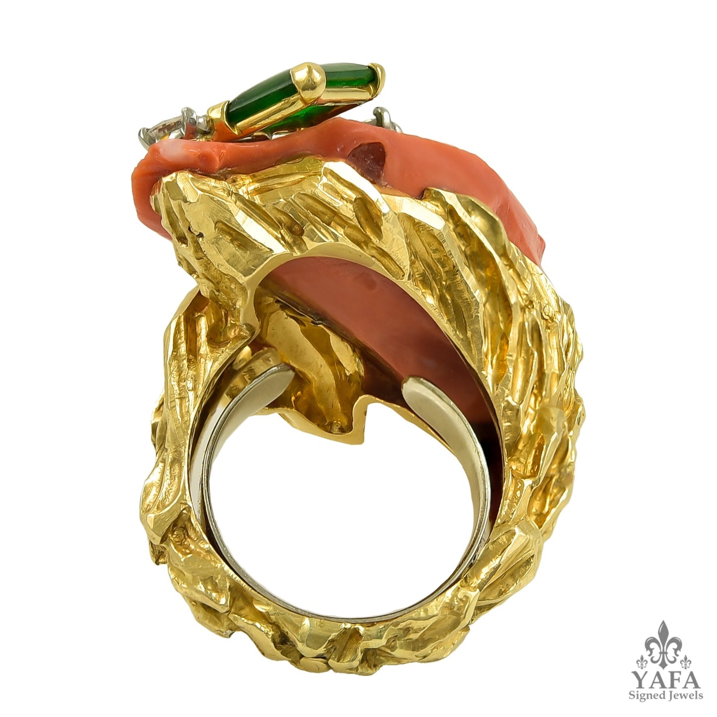CARTIER Diamond, Jade, Coral Ring