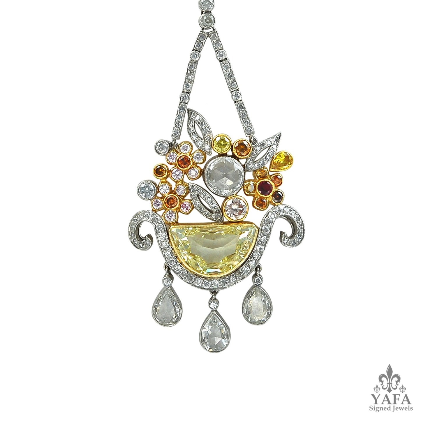 Platinum Fancy Colored Diamonds Necklace