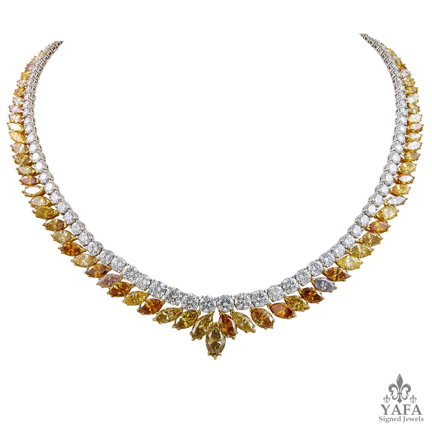 18k Gold White, Fancy Diamond Necklace