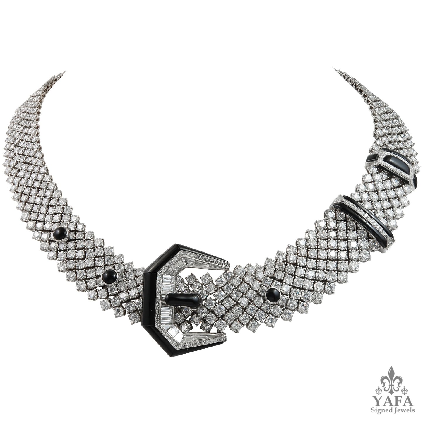 18k Gold Diamond, Onyx Necklace