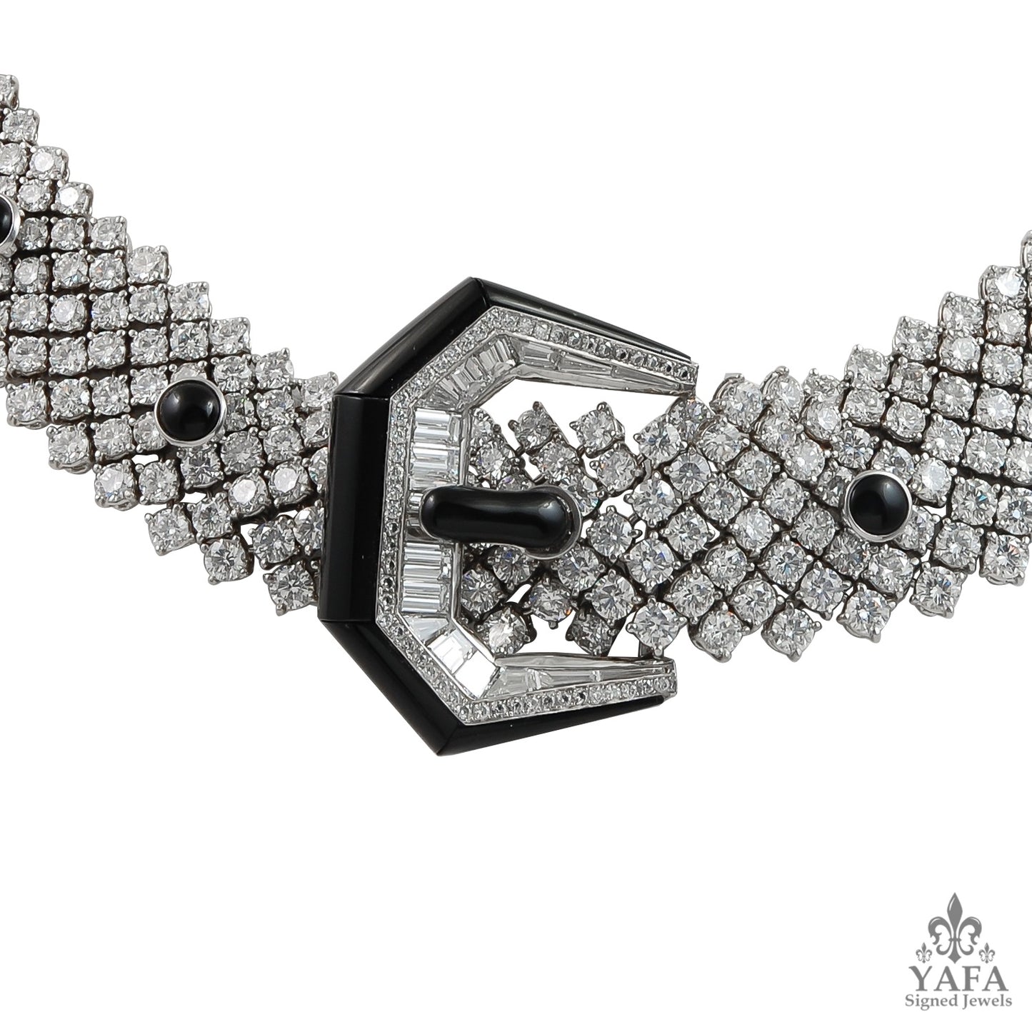 18k Gold Diamond, Onyx Necklace