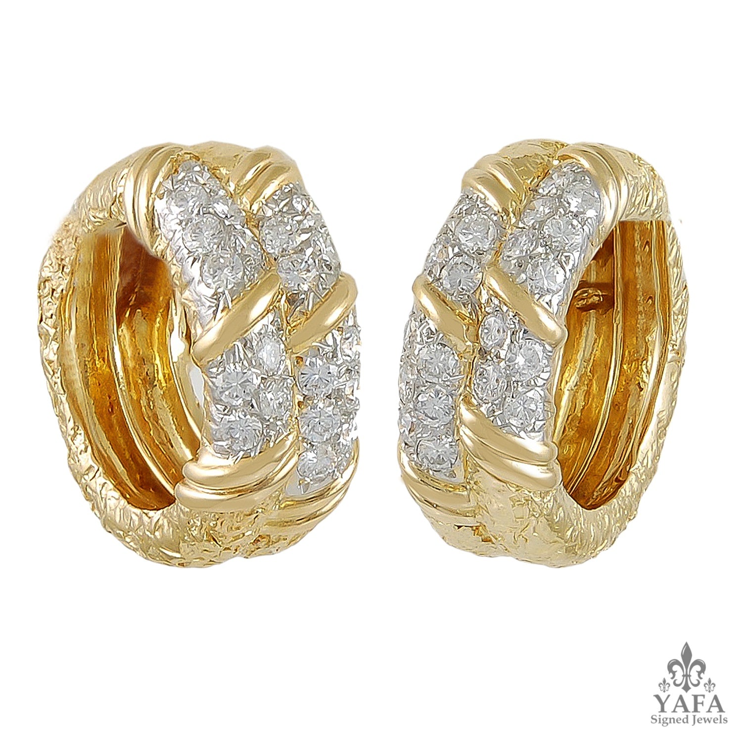 VAN CLEEF & ARPELS, A pair of yellow gold and diamond earrings