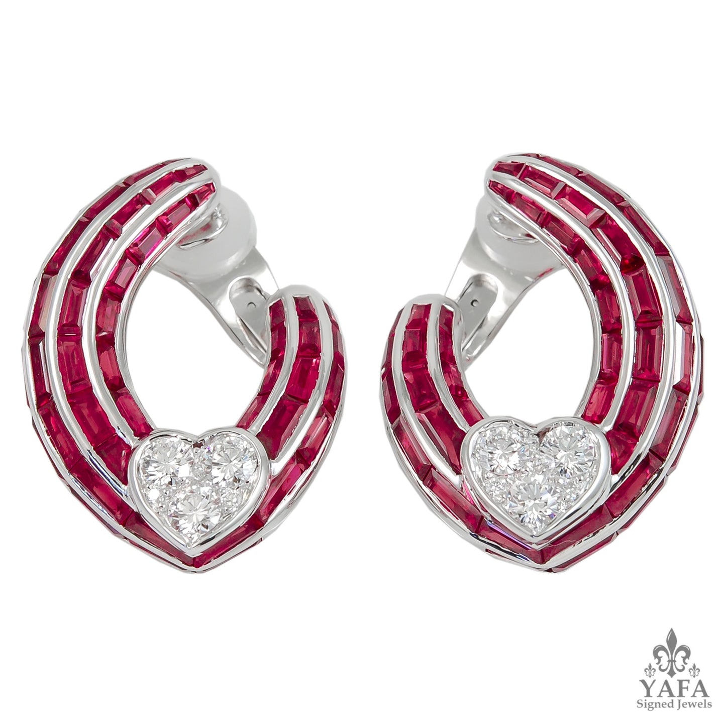 GRAFF Ruby Diamond Heart Hoop Earrings