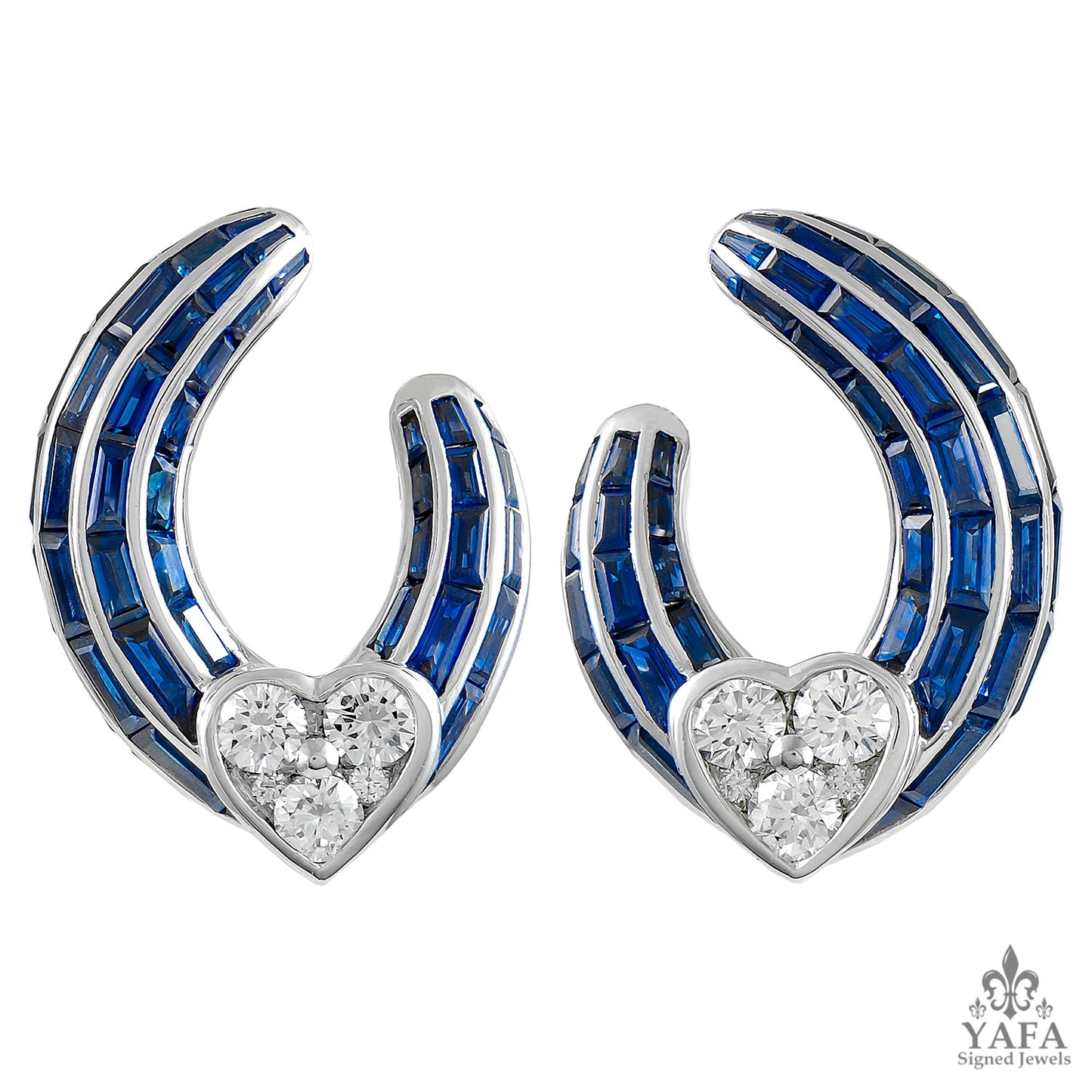 GRAFF Sapphire Diamond Heart Hoop Earrings